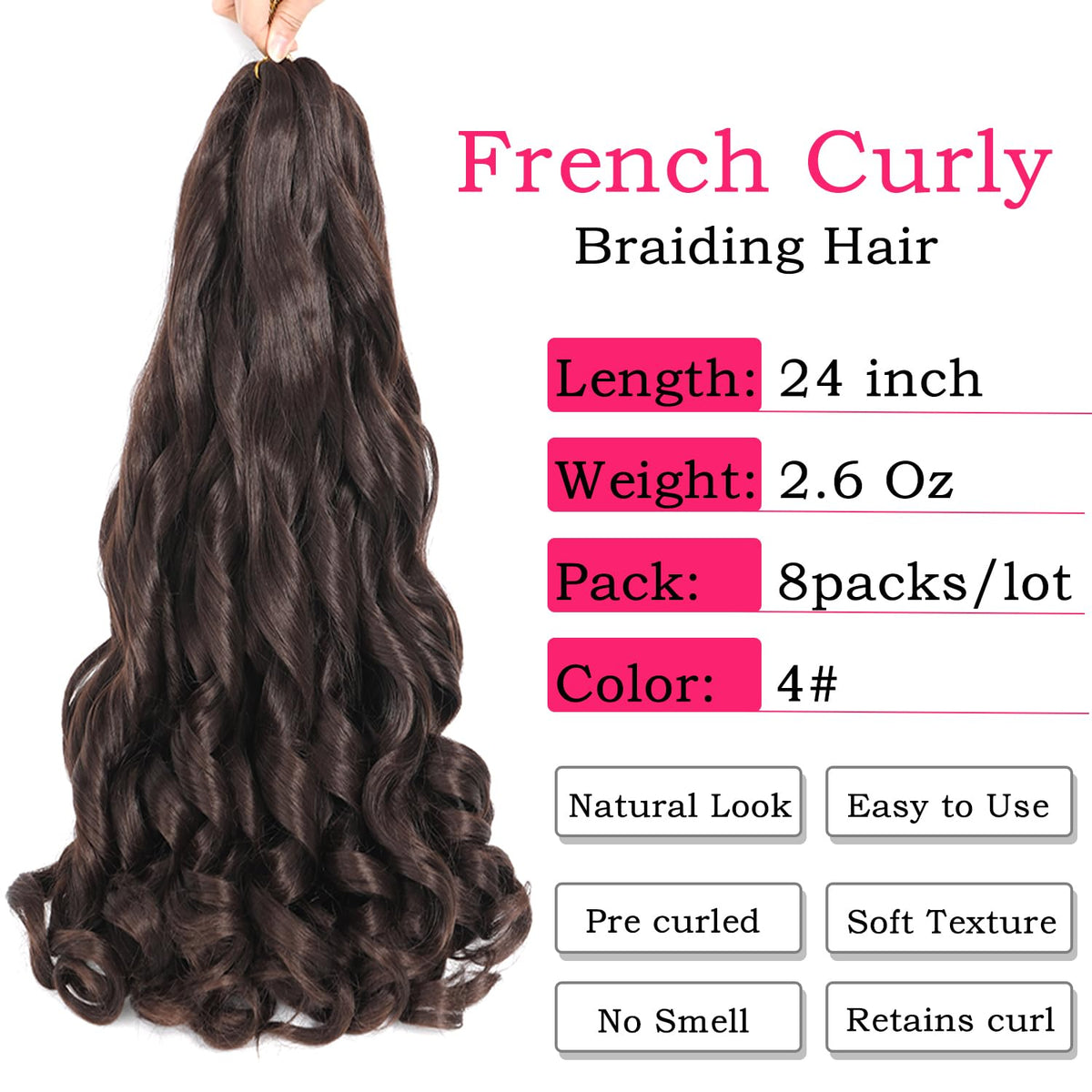 Conrora 24inch braiding hair with soft texture enables quick braids.