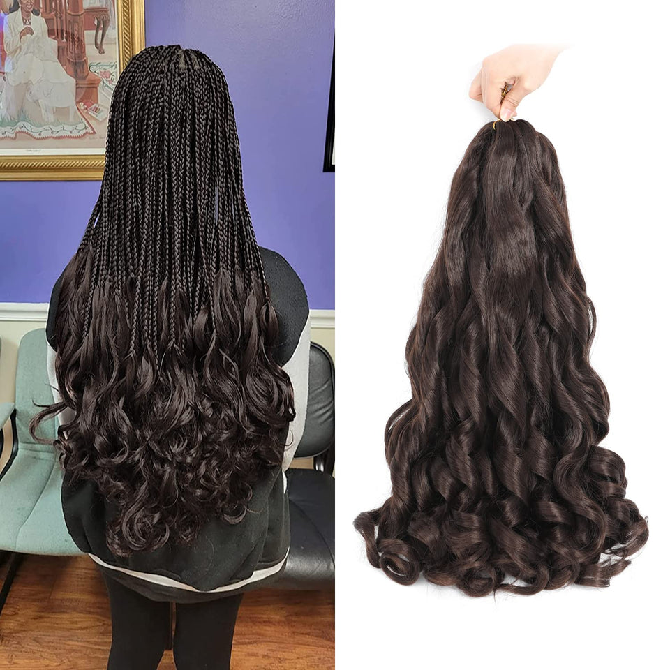 Conrora French-curly-braiding-hair-24inch natural-looking, soft, bouncy extensions.