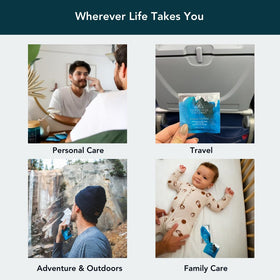 Conscious Coconut wipes compact-travel-pack illustrates mess-free skincare on journeys.