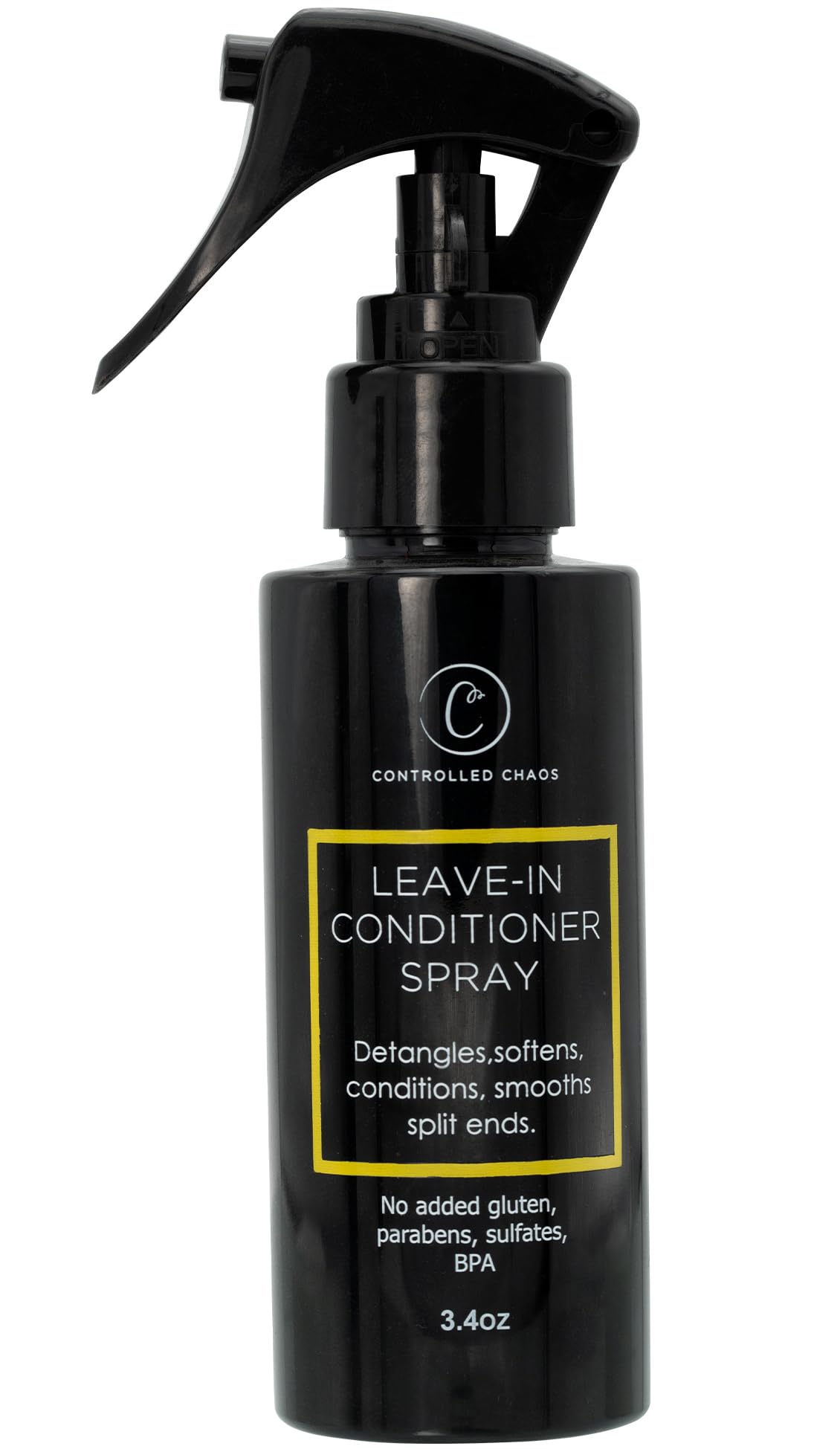 Controlled Chaos Leave-In Spray bottle front view for smooth detangling and shine.