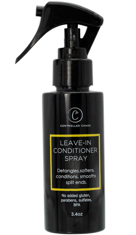 Controlled Chaos Leave-In Spray bottle front view for smooth detangling and shine.