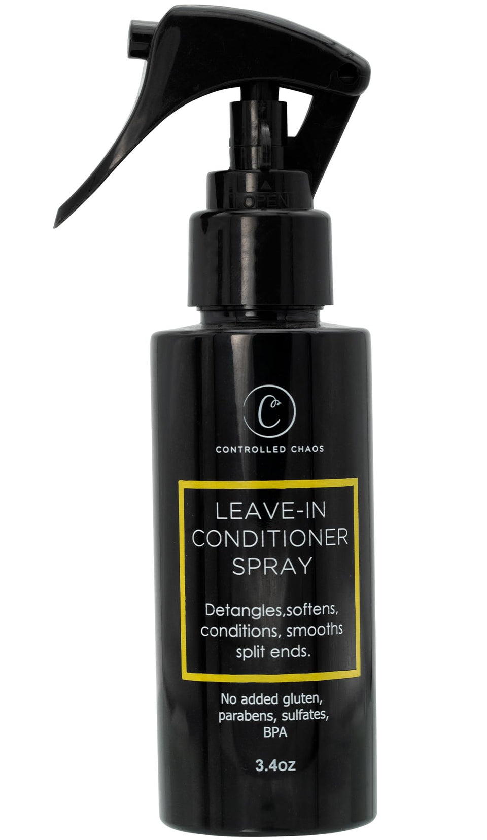 Controlled Chaos Leave-In Spray bottle front view for smooth detangling and shine.