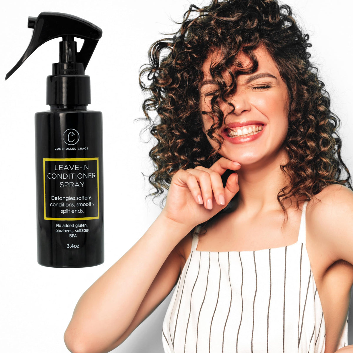 Controlled Chaos Leave-In Spray travel-ready bottle supports on-the-go hair care.