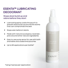 ConvaTec Esenta application on a pouch demonstrates lubrication for easier emptying.