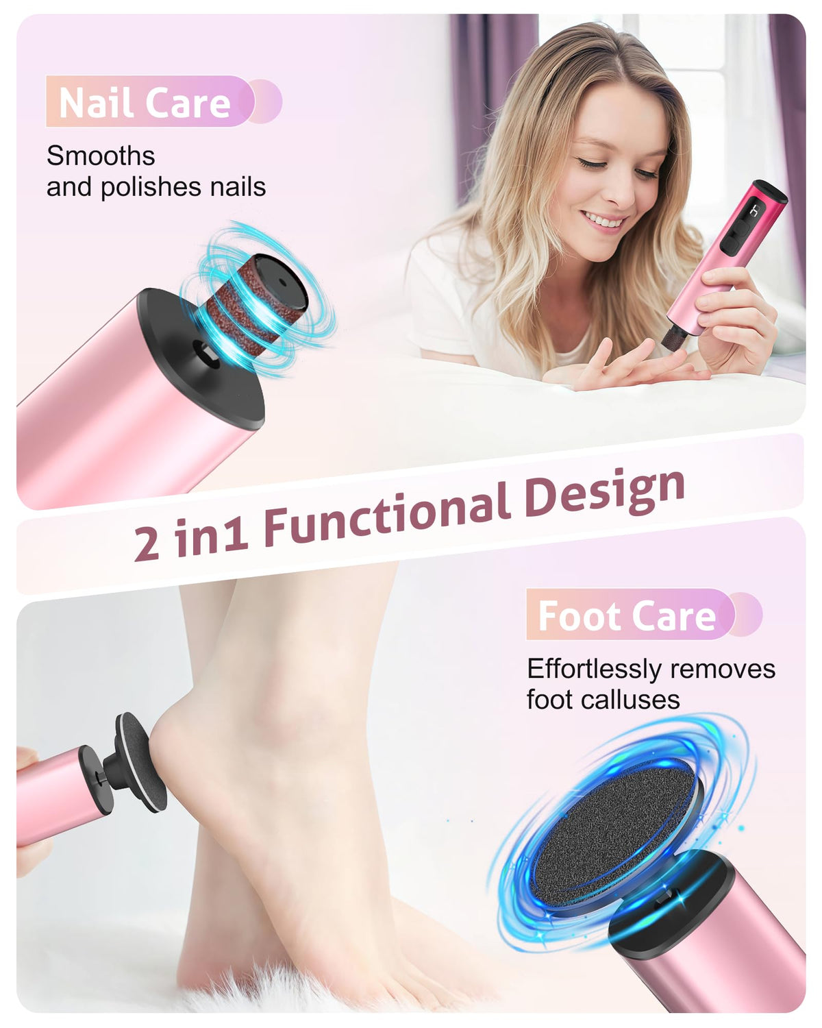 CooAoo foot file side grip shows comfortable handling