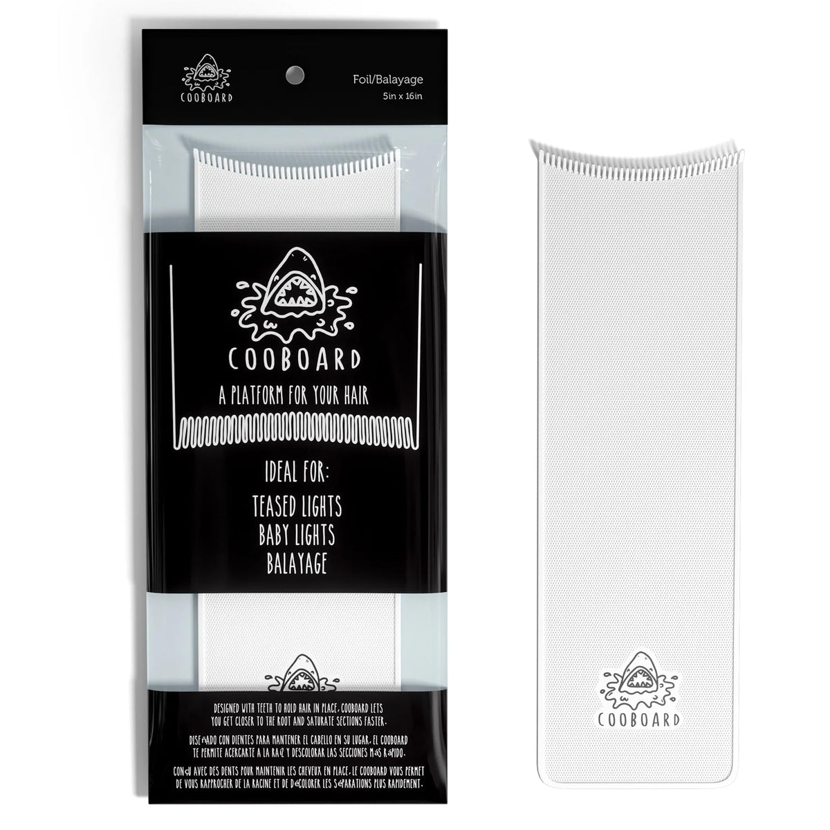 Cooboard XXL White Balayage Board with teeth for precise color placement.
