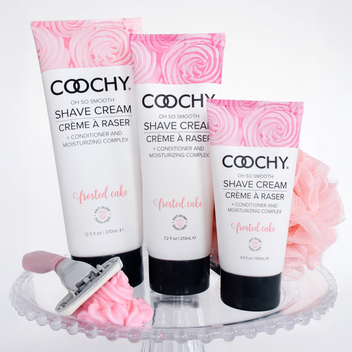 Coochy Shave Cream application glide demonstrates gentleness on delicate skin.