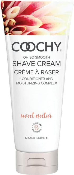Coochy Shave Cream bottle showcases moisturizing formula for rash-free shaving