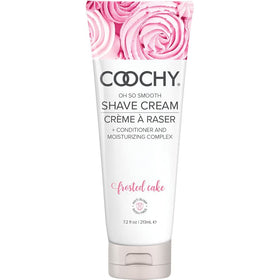 Coochy Shave Cream bottle promotes easy glide for smooth shaving.
