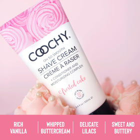 Coochy Shave Cream dermatologist-tested label signals skin-friendly formulation.