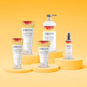 Peachy Keen scent notes on Coochy Shave Cream packaging