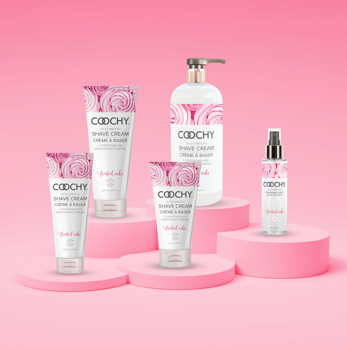 Coochy Shave Cream travel-size packaging supports on-the-go hydration.