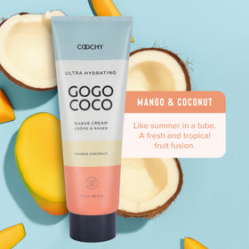 Coochy Ultra Hydrating Shaving Cream Aloe Vera leaf signals soothing moisture for skin.