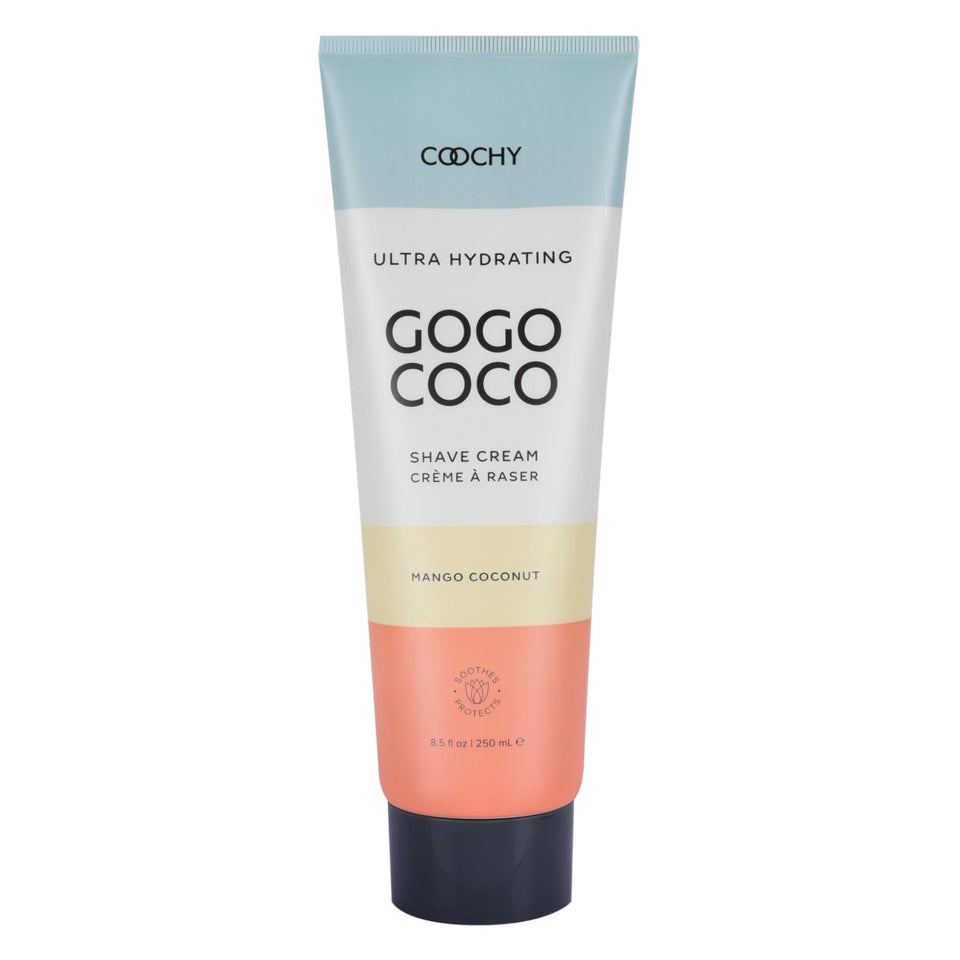 Coochy Ultra Hydrating Shaving Cream bottle Mango Coconut delivers silky hydration for smooth skin.