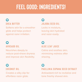 Coochy Ultra Hydrating Shaving Cream jojoba oil detail showcases nourishing oils for moisture.