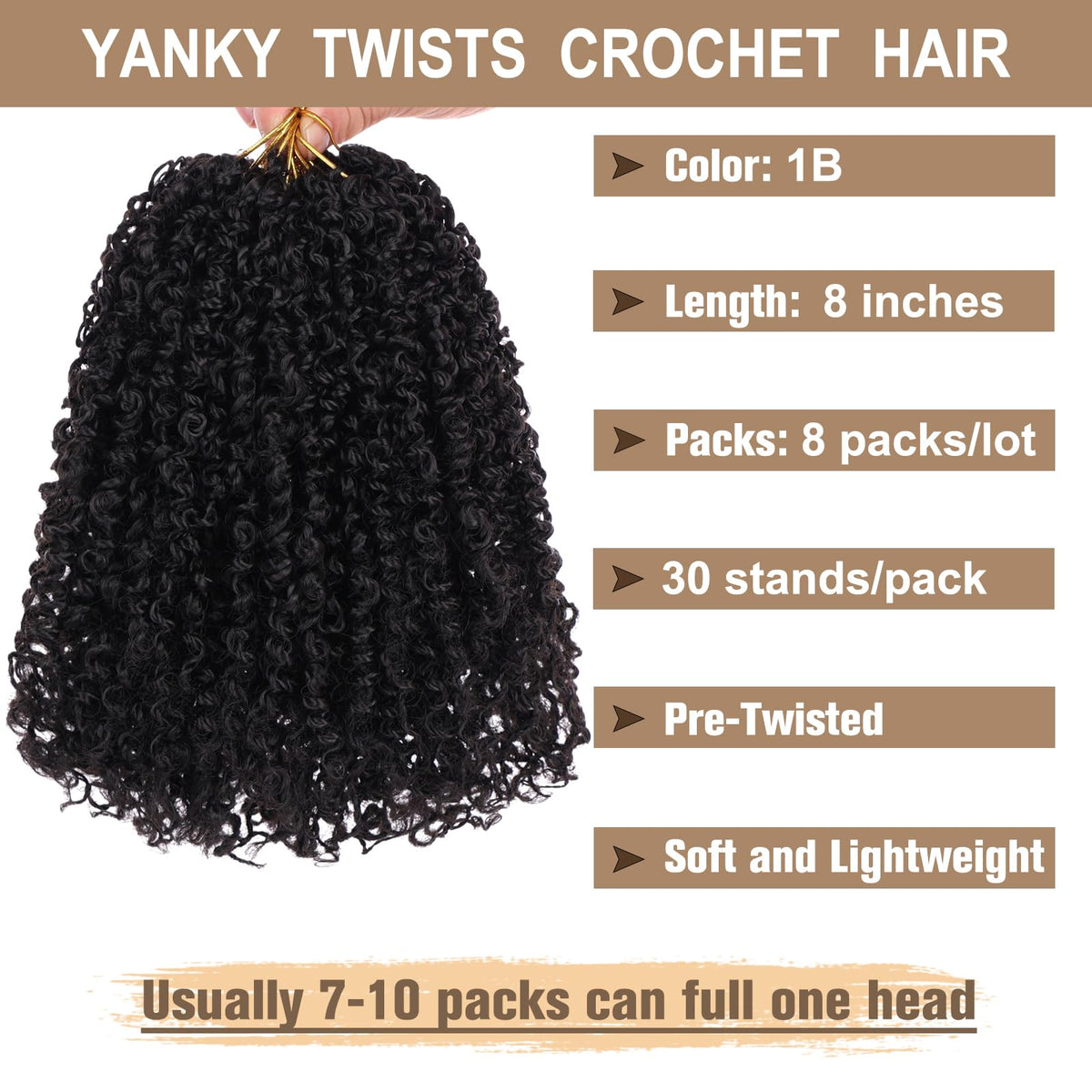 COOKOO Bohemian Yanky Twist 8inch installation-ready for a quick, stylish look.