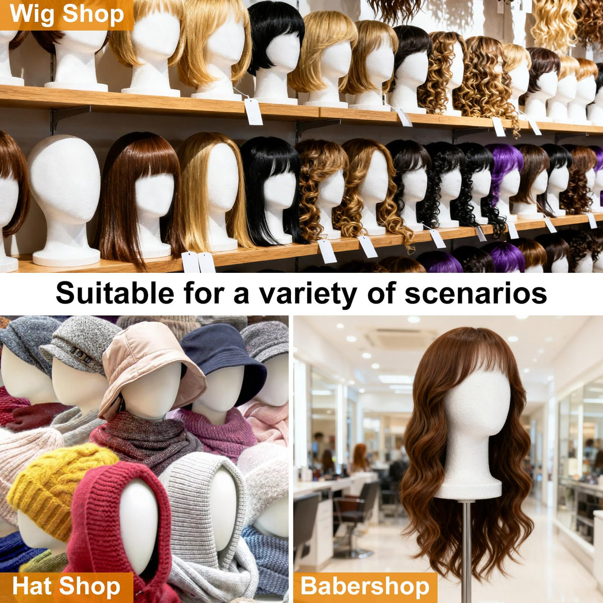 COOKOO foam head dimensions 54 cm circumference and 29 cm height for realism.