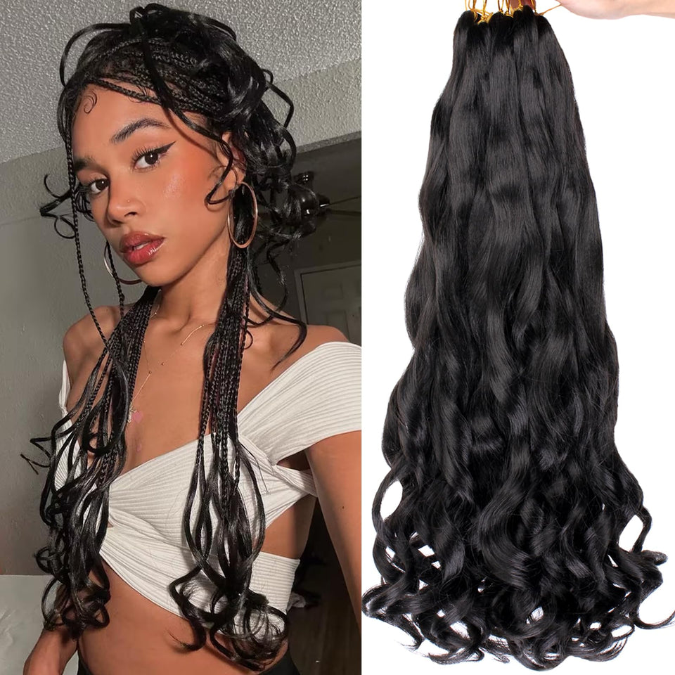 COOKOO French Curl Braiding Hair 1B image shows soft, natural-looking texture for comfortable wear.