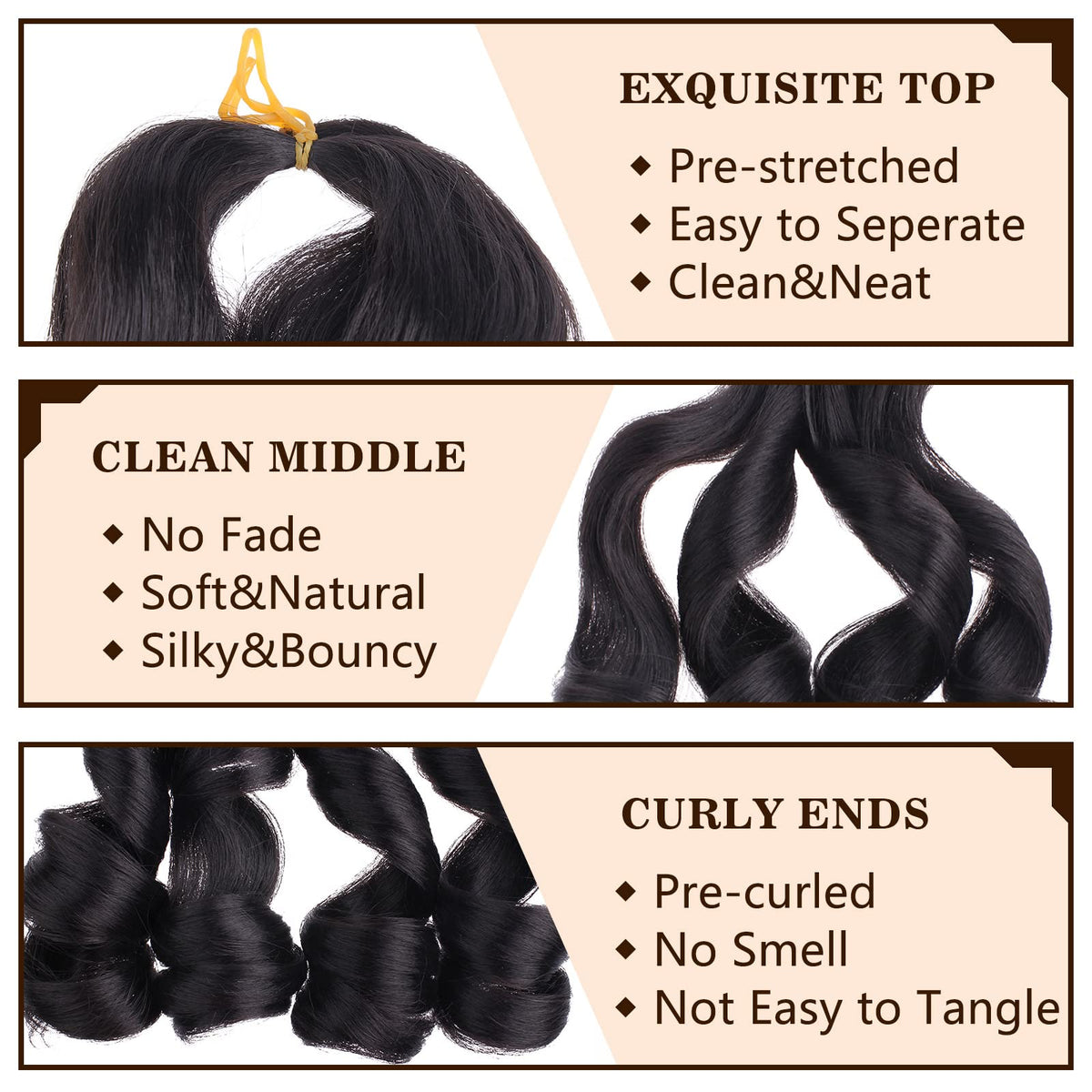 COOKOO French Curl Braiding Hair 30 color displays vibrant tones and versatile styling options.