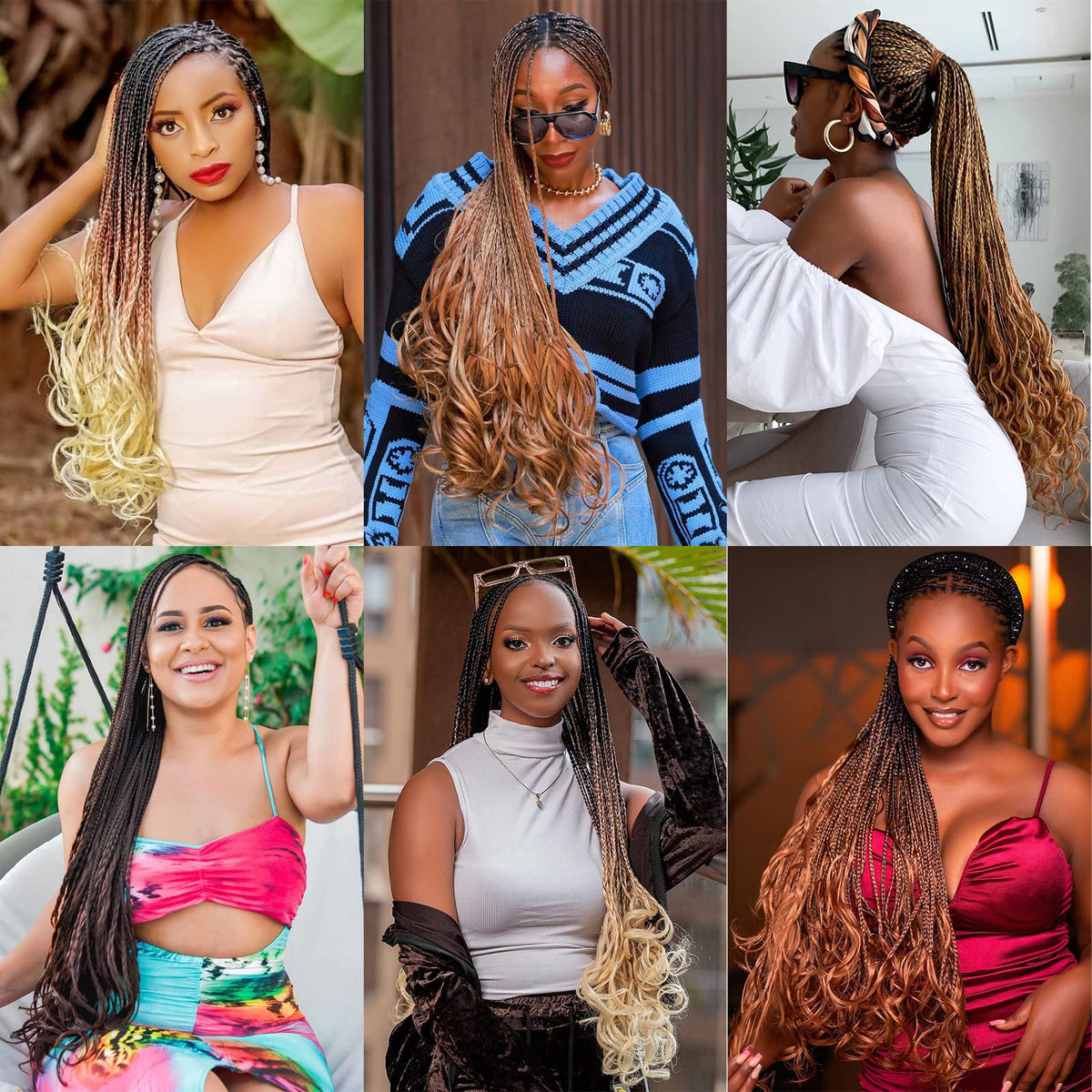COOKOO French Curl Braiding Hair T30 showcases sleek waves for knotless braids.