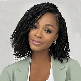 COOKOO micro twist crochet hair 12in natural black close-up texture for natural look