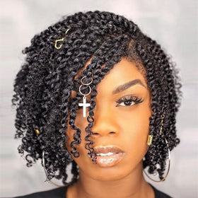 COOKOO micro twist close-up in natural black, soft and lightweight for easy daily styling.