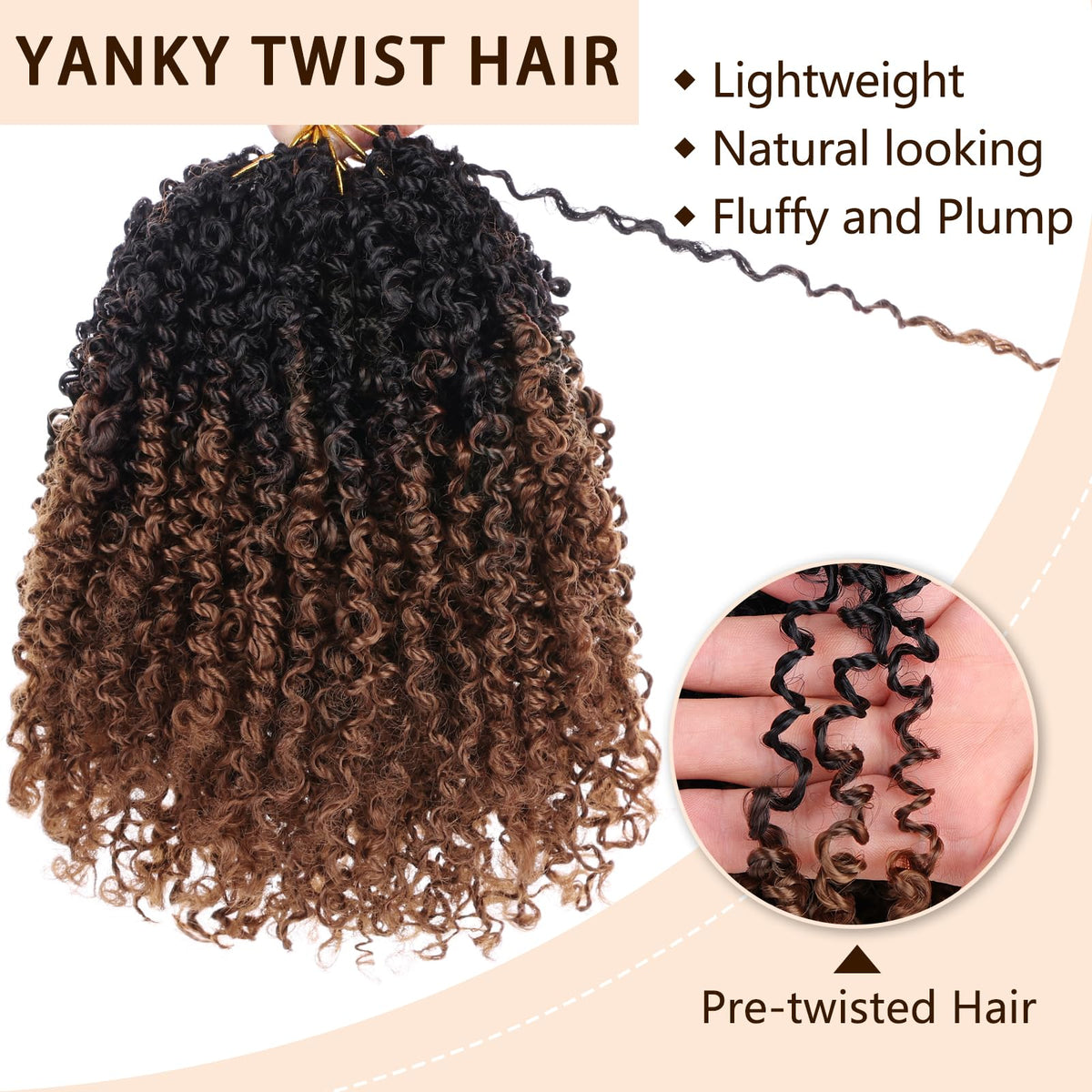 COOKOO lightweight synthetic fibers reduce strain while keeping style full and natural-looking