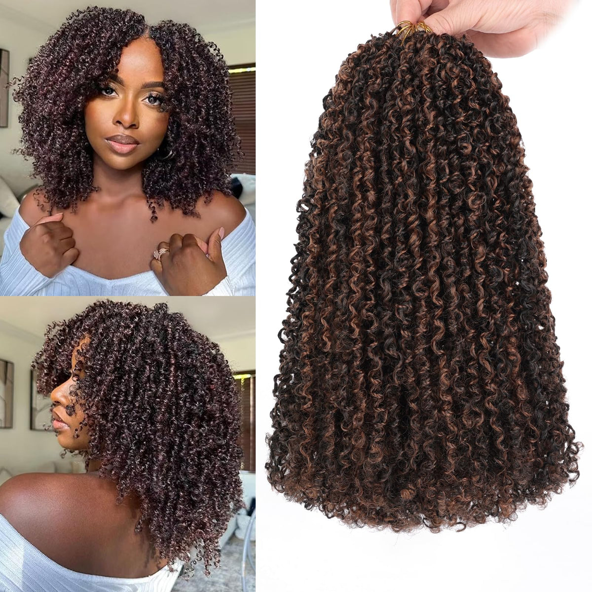 COOKOO Yanky Twist 12-inch prelooped hair for quick, natural-looking crochet installs.
