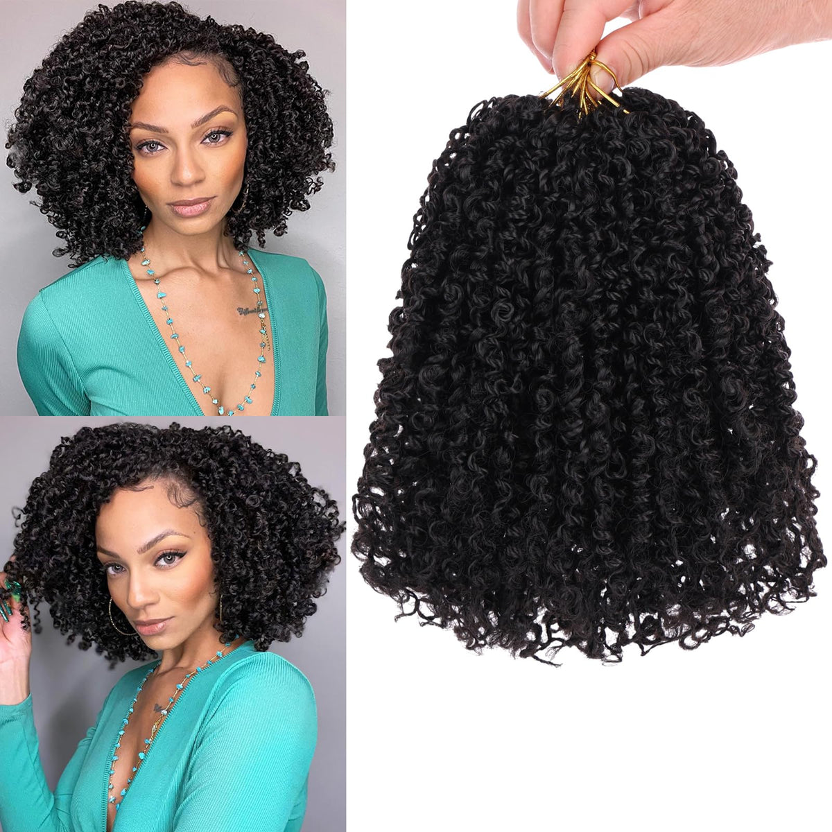 COOKOO Yanky Twist 8inch crochet braids with curly ends, lightweight and protective.