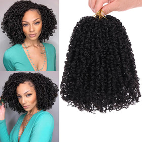 COOKOO Yanky Twist 8inch crochet braids with curly ends, lightweight and protective.