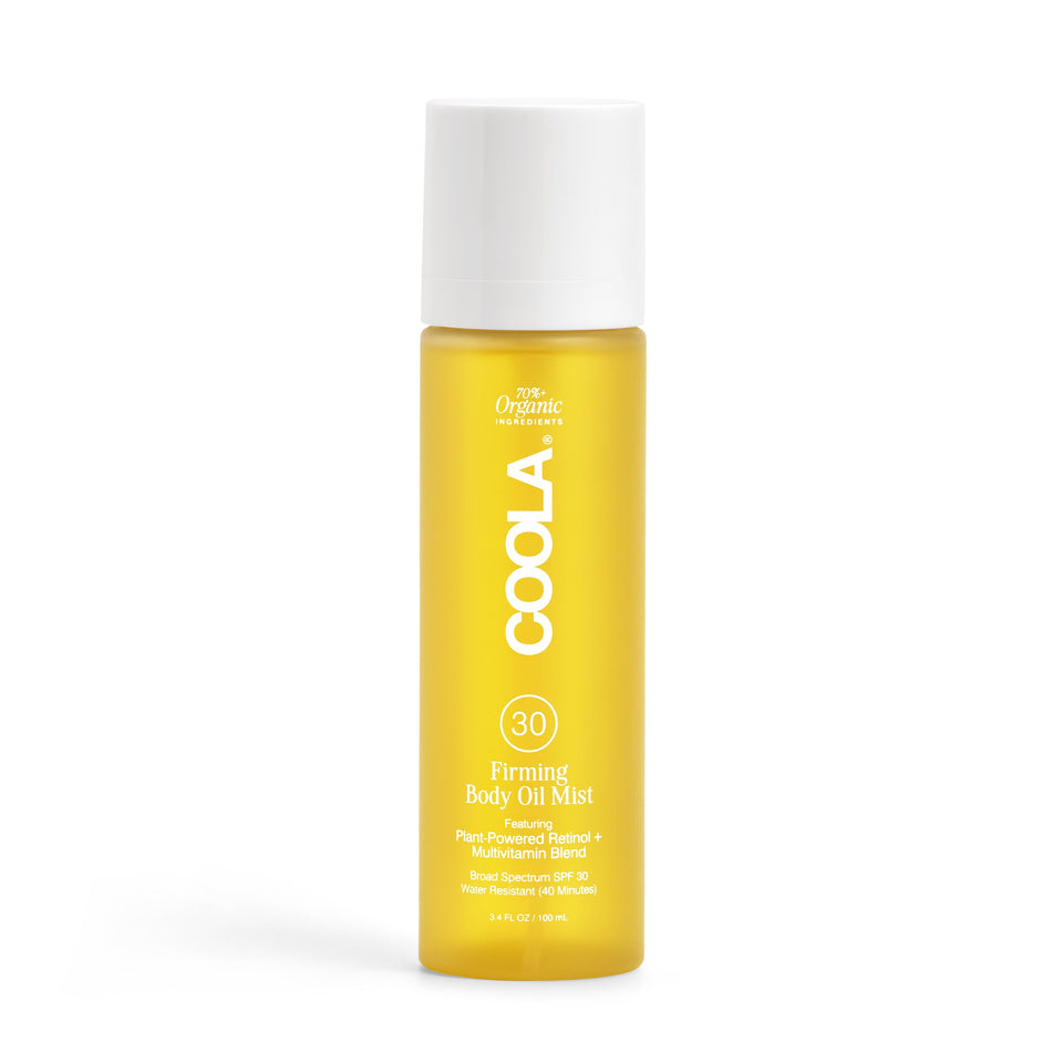 COOLA Firming Body Oil Mist SPF 30 bottle-pour for hydrating, organic nourishment