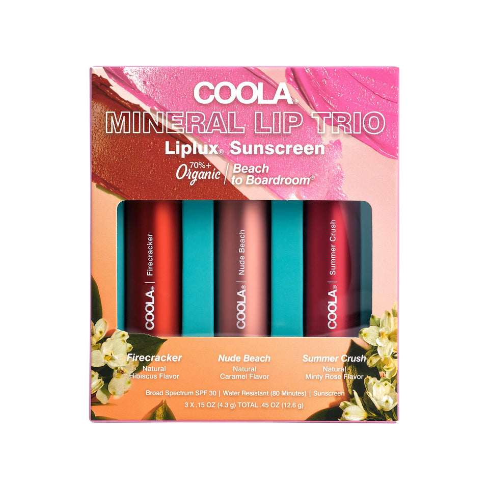 COOLA Liplux SPF 30 tinted lip balm packaging image for daily vegan lip care.