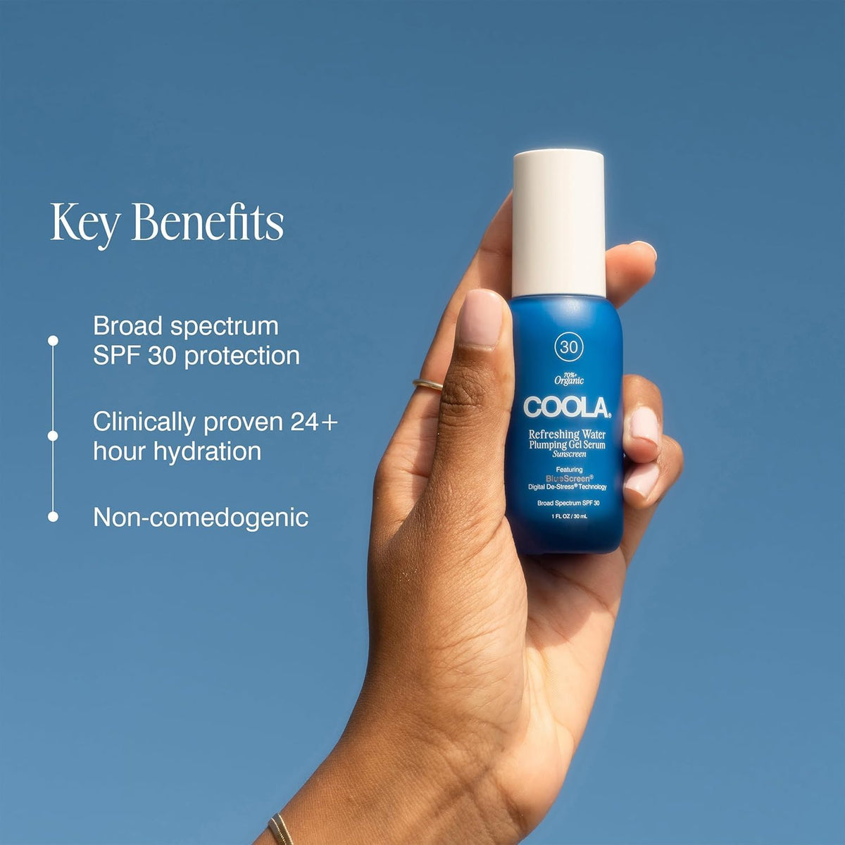 COOLA organic aloe and coconut water ingredients on packaging