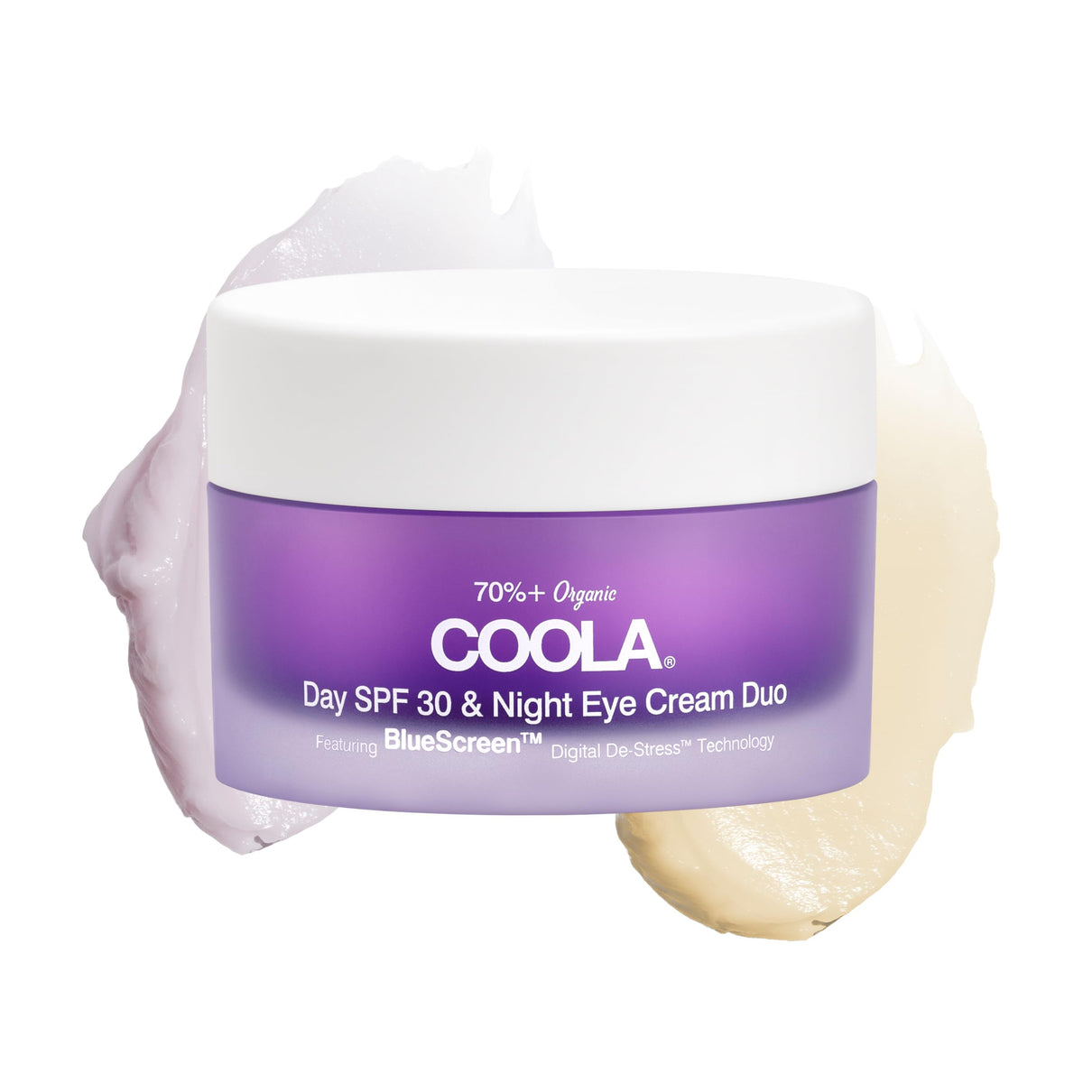 COOLA Day & Night Eye Cream bottle with SPF 30 for daytime protection and nighttime revival.