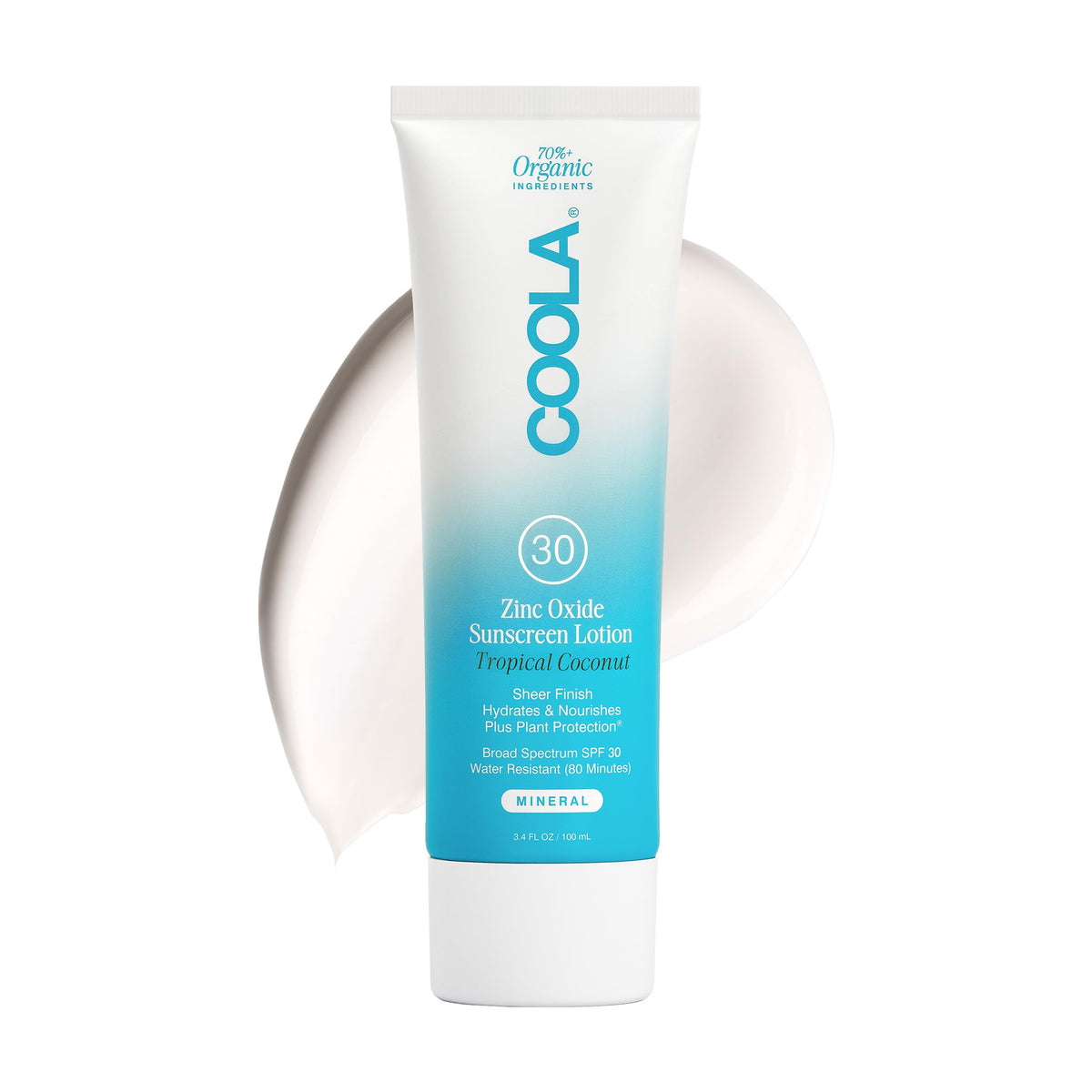 COOLA Organic Mineral Sunscreen Lotion Tropical Coconut bottle for daily SPF 30 protection on outdoor days.