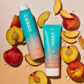 COOLA Peach Blossom scented bottle evokes fresh fragrance and light protection.