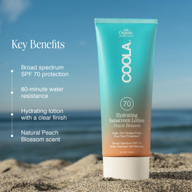 COOLA SPF 70 lotion texture demonstrates quick absorption for everyday wear.