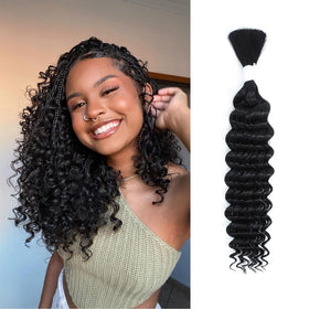Coolbeeza deep wave braiding hair, 14-inch bundle for seamless boho braids.