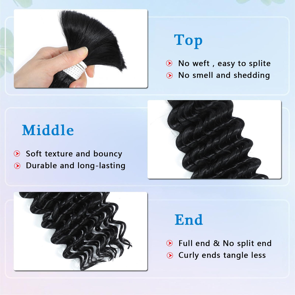 Coolbeeza wet and wavy braiding hair with no weft for natural flow.