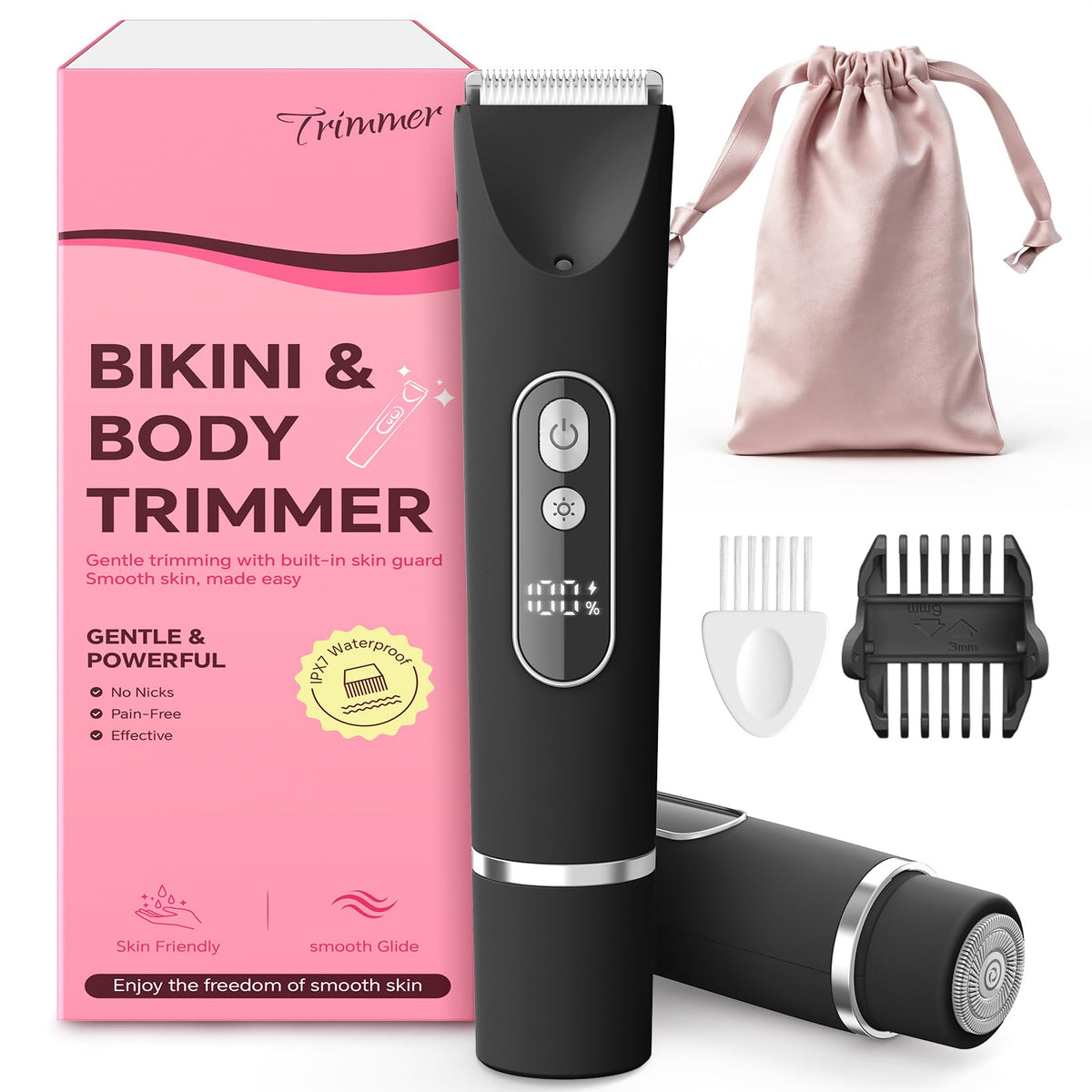 CoolHair bikini trimmer dual-head for seamless body grooming and face work
