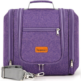 COOSKY travel hanging toiletry bag with six compartments for organized packing.