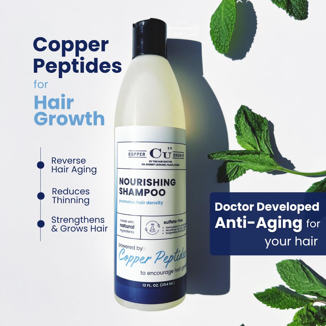 Copper Chemist shampoo pour shot reveals active copper peptides for scalp nourishment.
