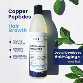 Copper Chemist shampoo pour shot reveals active copper peptides for scalp nourishment.