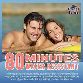 Coral Isles Sunscreen packaging highlighting reef-safe and fragrance-free use
