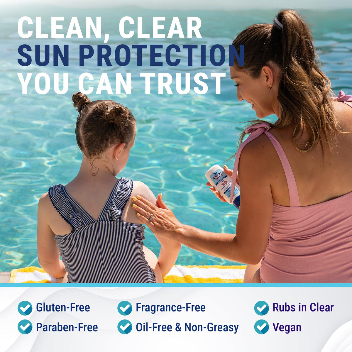 Coral Isles Sunscreen SPF 30 spread on skin, non-greasy feel