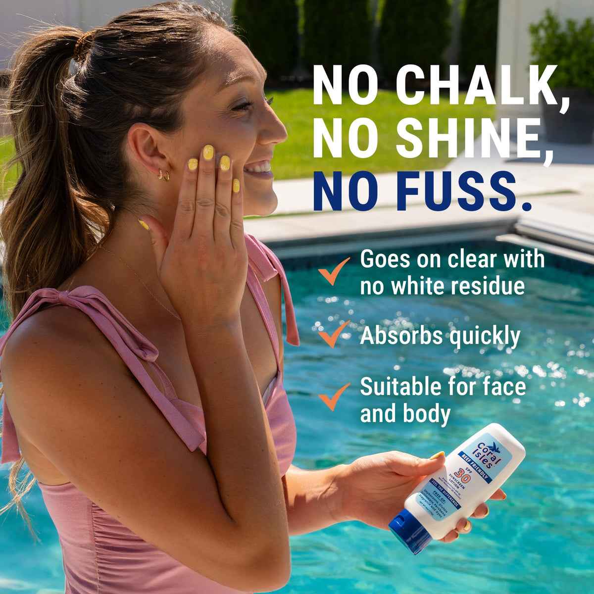 Coral Isles Sunscreen SPF 30 water-resistant application graphic