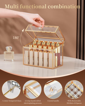CoralHouse 18-slot vanity organizer stores lipsticks, glosses, and mascaras neatly