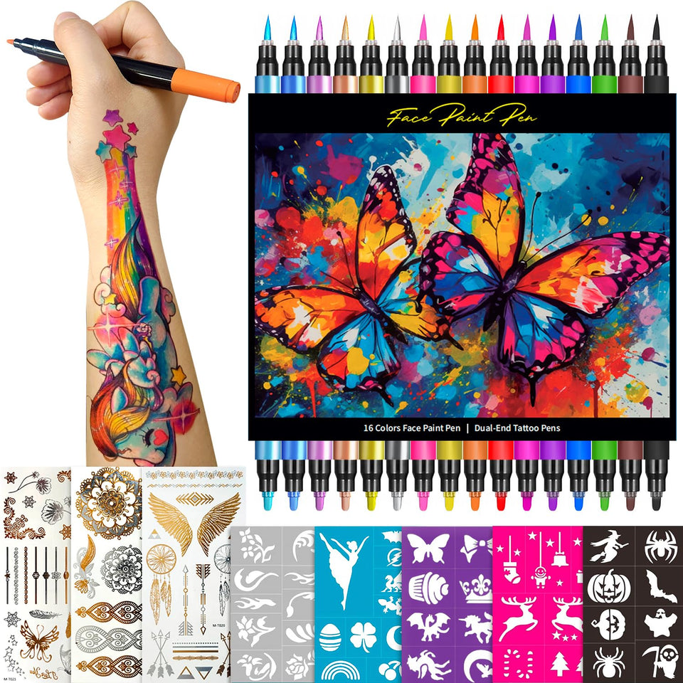CORALMEE tattoo markers with 16 colors for vibrant skin art and bold styles