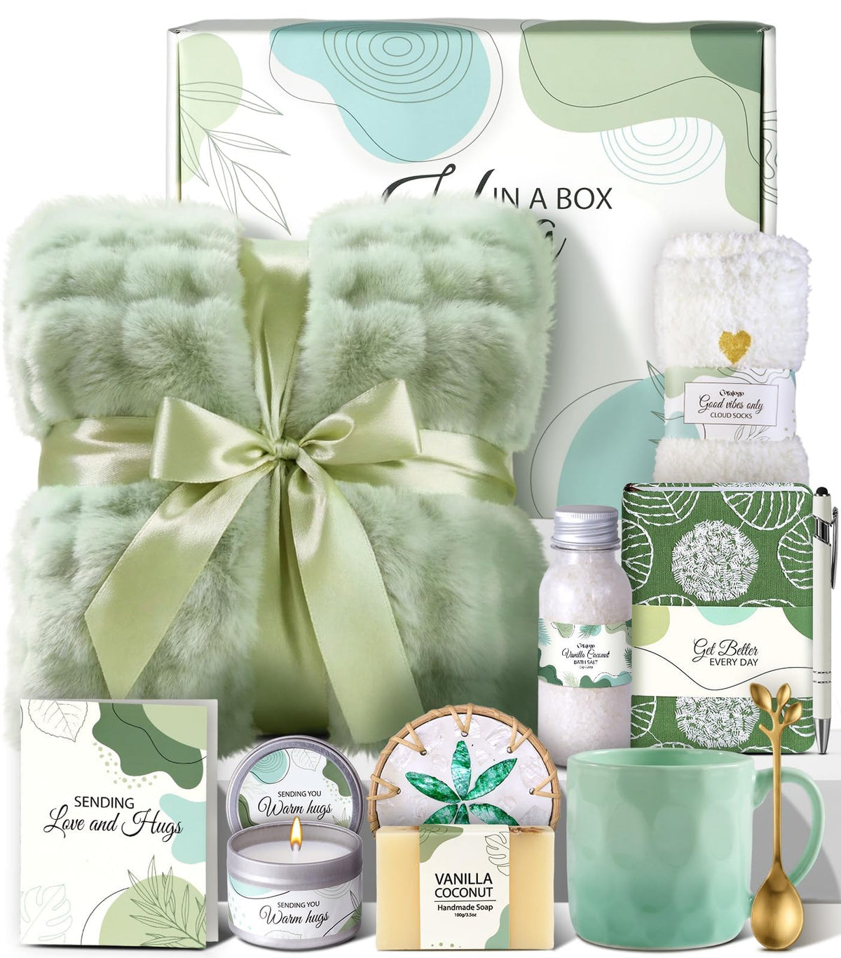 Coralogo Get Well Soon Gift Box with blanket offering cozy recovery moments.