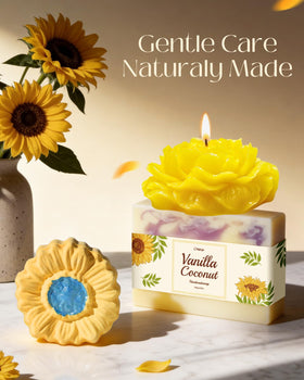 Coralogo ceramic sunflower mug and coaster for comforting tea moments.